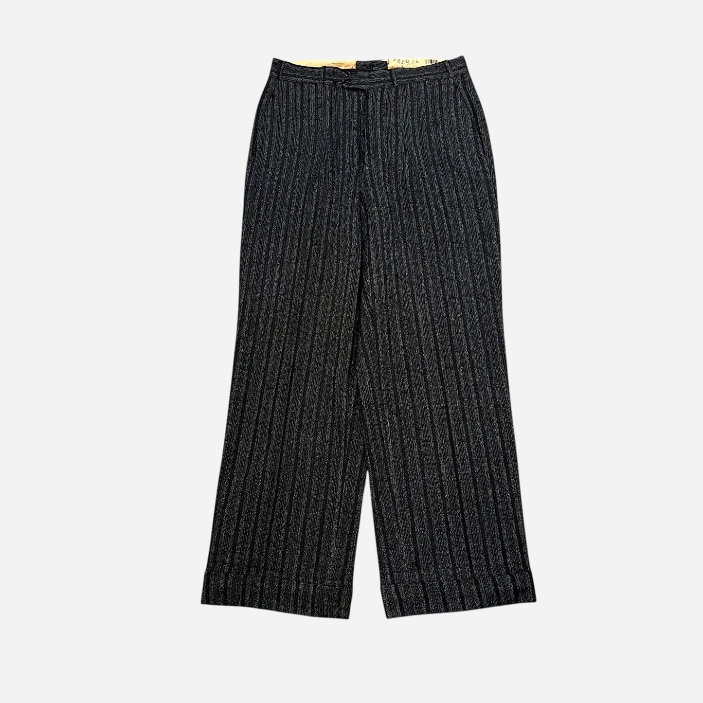 1930s Double button salt & pepper striped wool pants (31w)