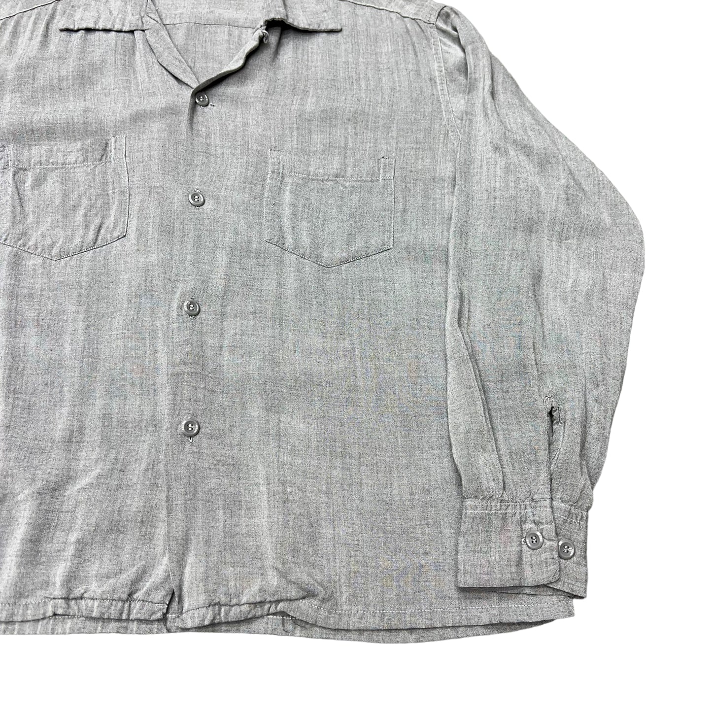 1950s Grey rayon loop collar shirt (L)