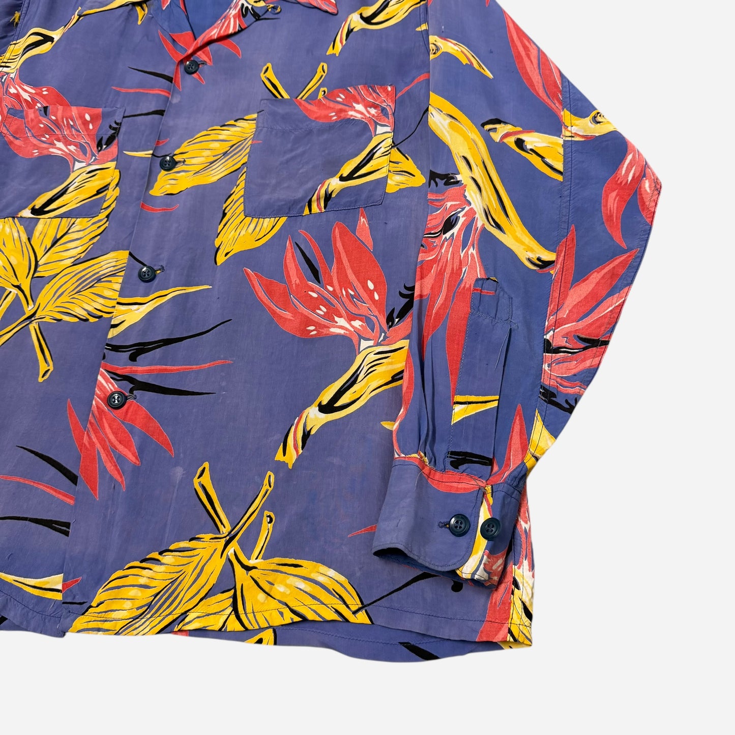 1940s Towncraft rayon/acetate Hawaiian print loop collar shirt (M)