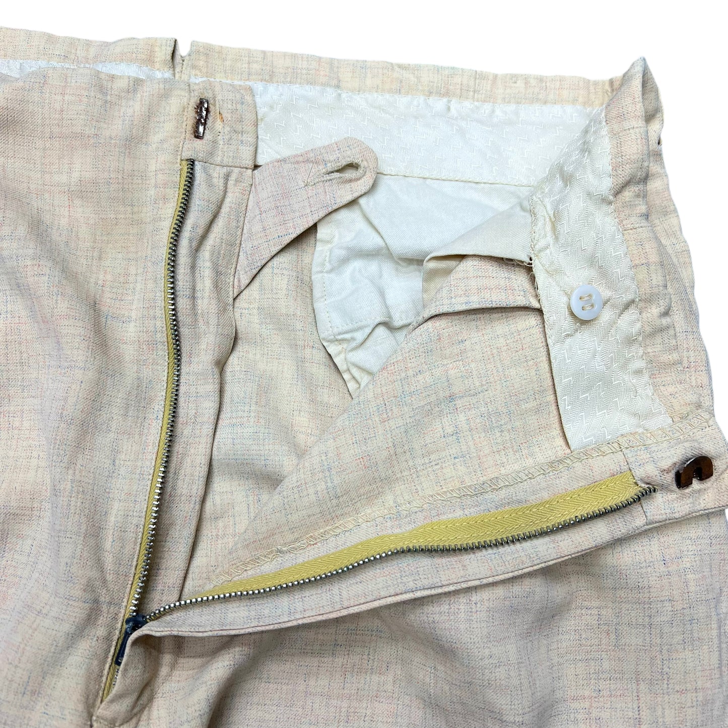 1940s Cream Atomic fleck print gabardine pleated pants (36w)