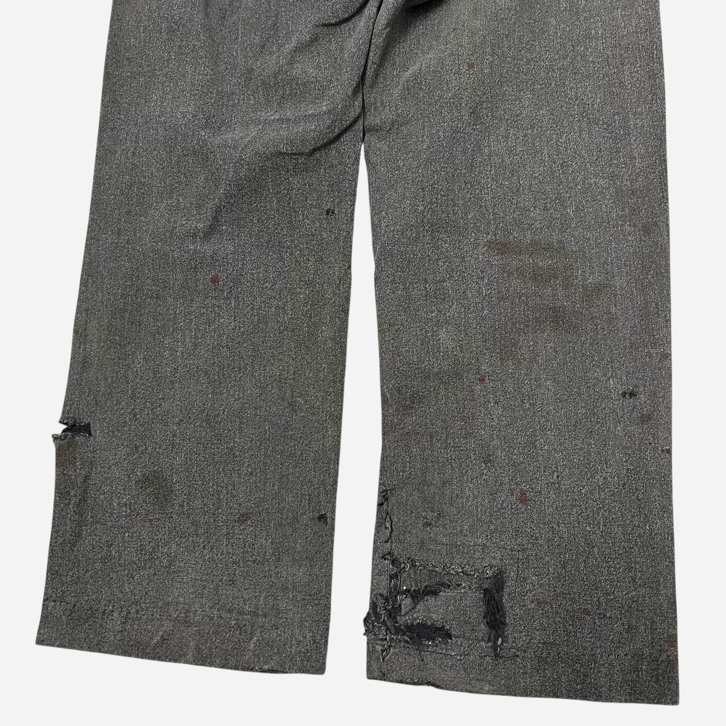 1940s Heavily repaired salt & pepper button fly work pants (30w)