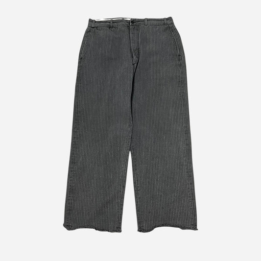 1940s Gray striped heavy cotton button fly work pants (32w)