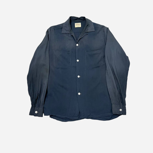 1950s Sun faded blue rayon loop collar shirt (S/M)