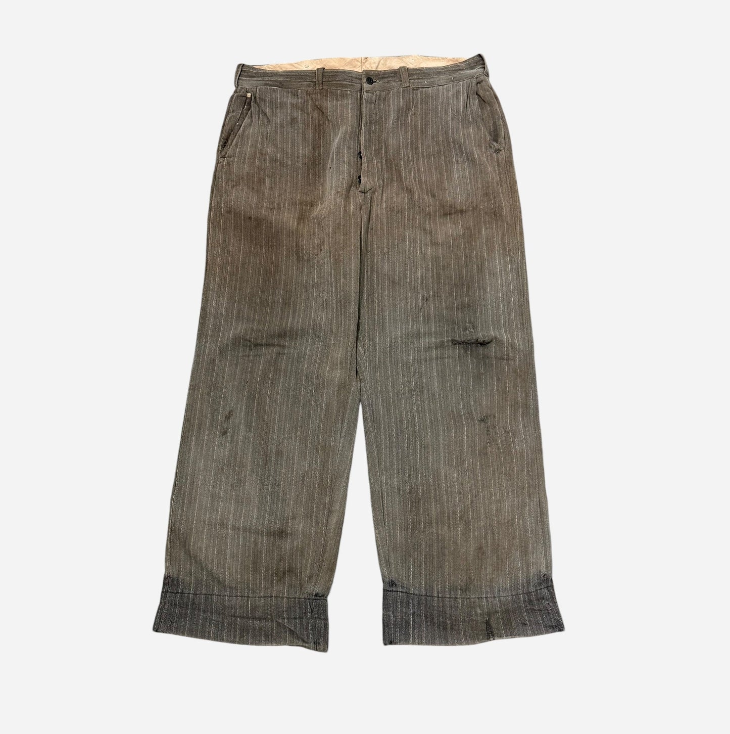 1950s Lee striped salt & pepper cotton button fly work pants (36w)