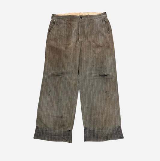 1950s Lee striped salt & pepper cotton button fly work pants (36w)