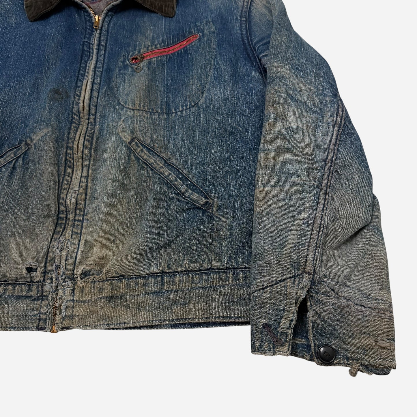 1960s Cropped denim work jacket honey combing (M/L)