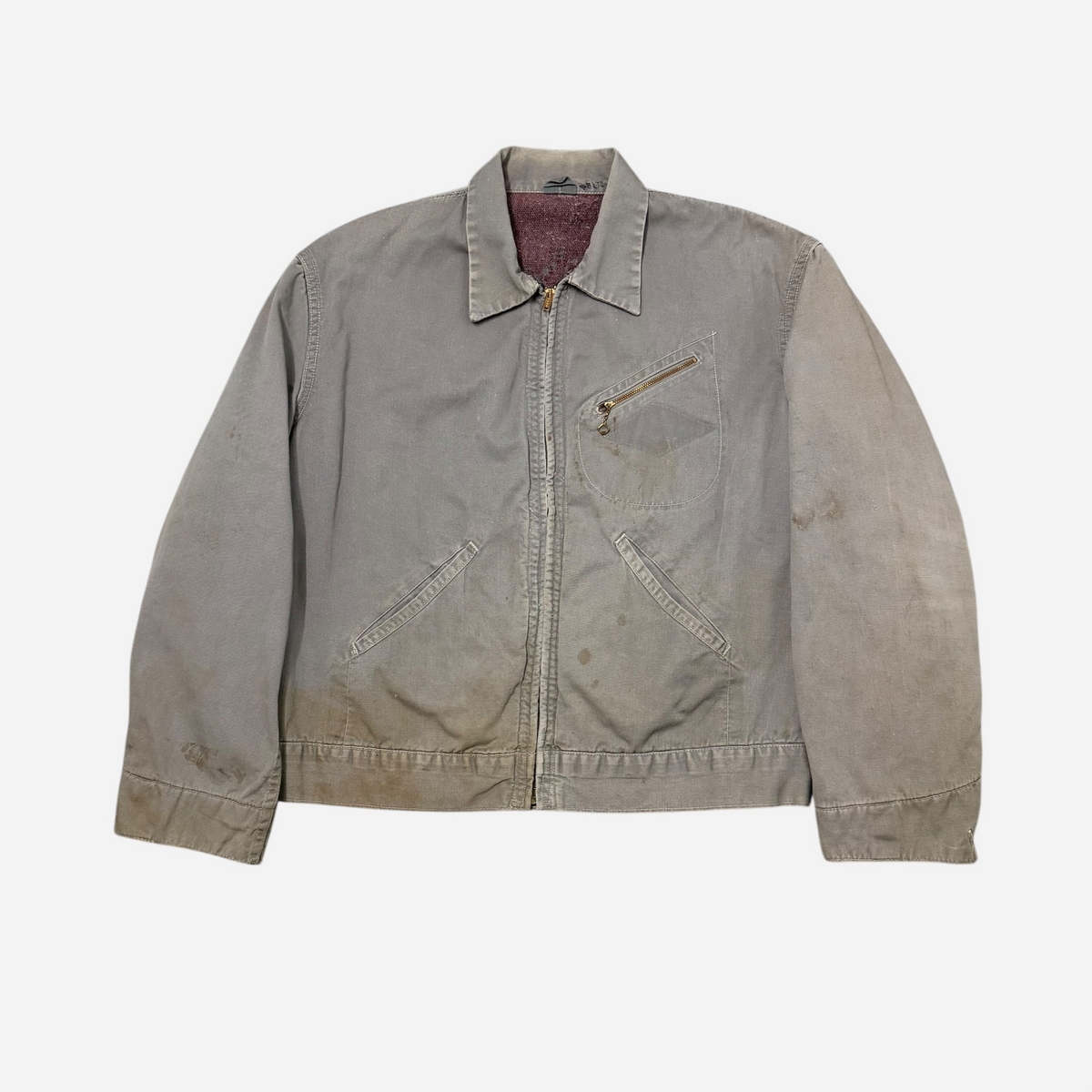 1950s Gray cotton blanket lined boxy work jacket (L)