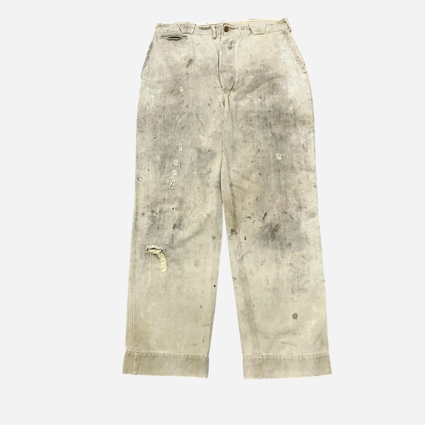 1930s Cream cotton button fly work pants (31w)