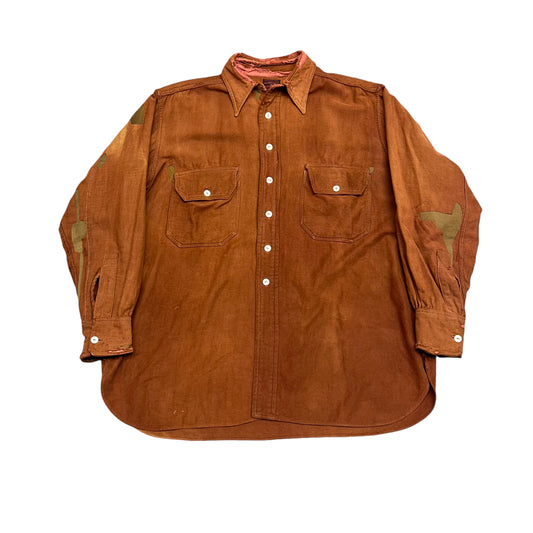 1930s J.C. Penney orange suede moleskin work shirt flannel (XL)