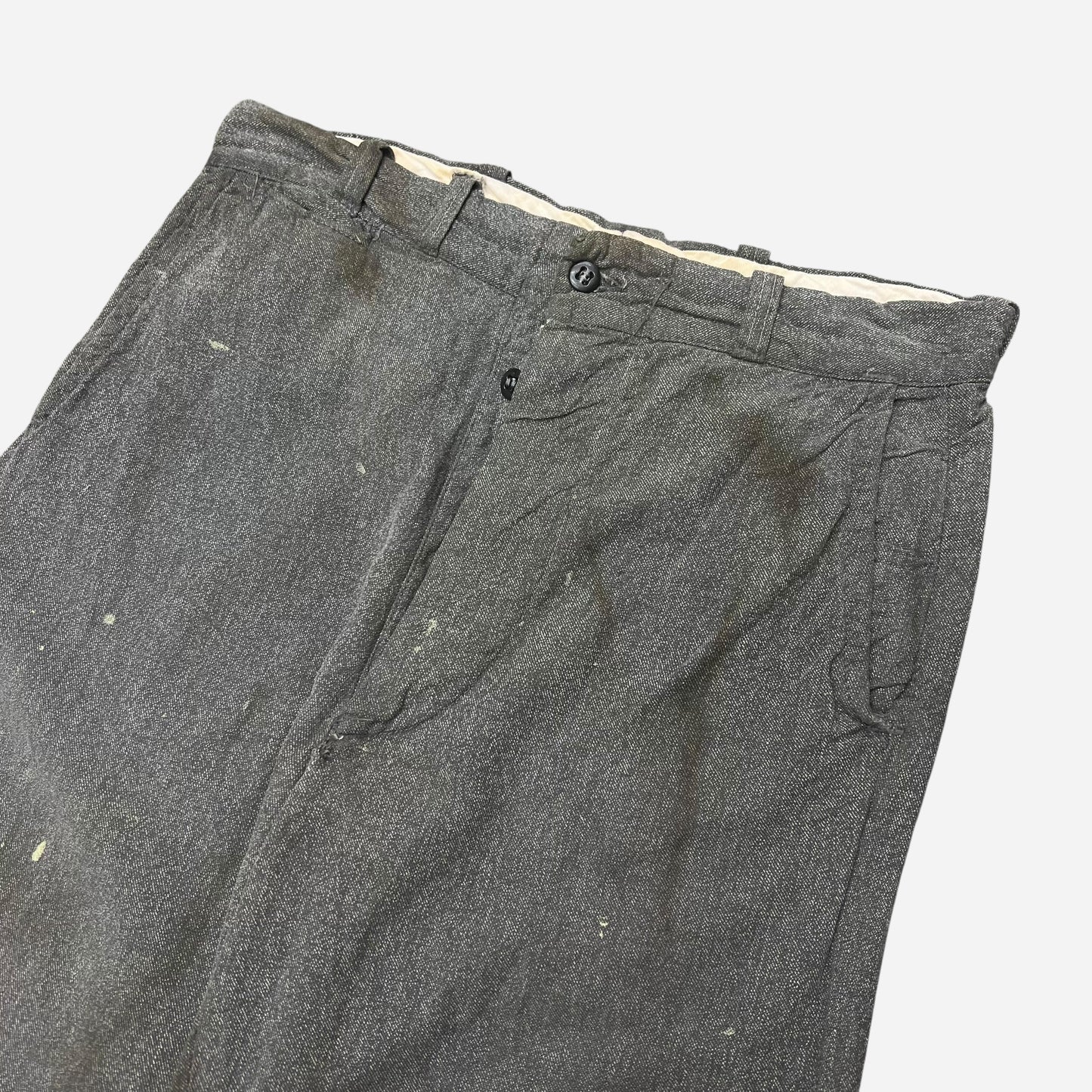 1940s Salt & pepper cotton chambray pants (30w)