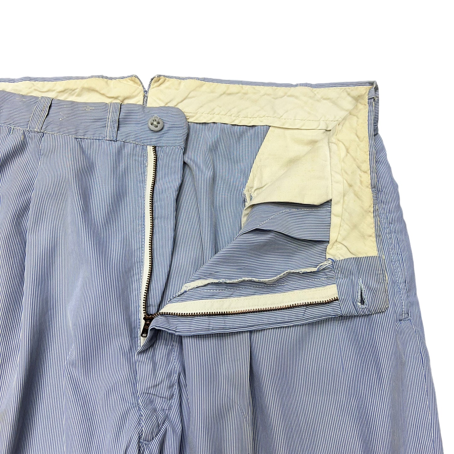 1940s Thin cotton blue striped summer pants (34w)