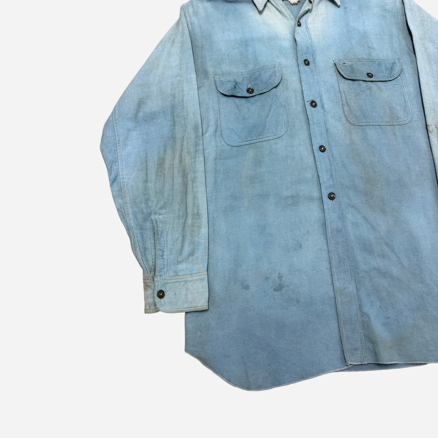 1930s Anvil sun faded cotton moleskin work shirt (M)