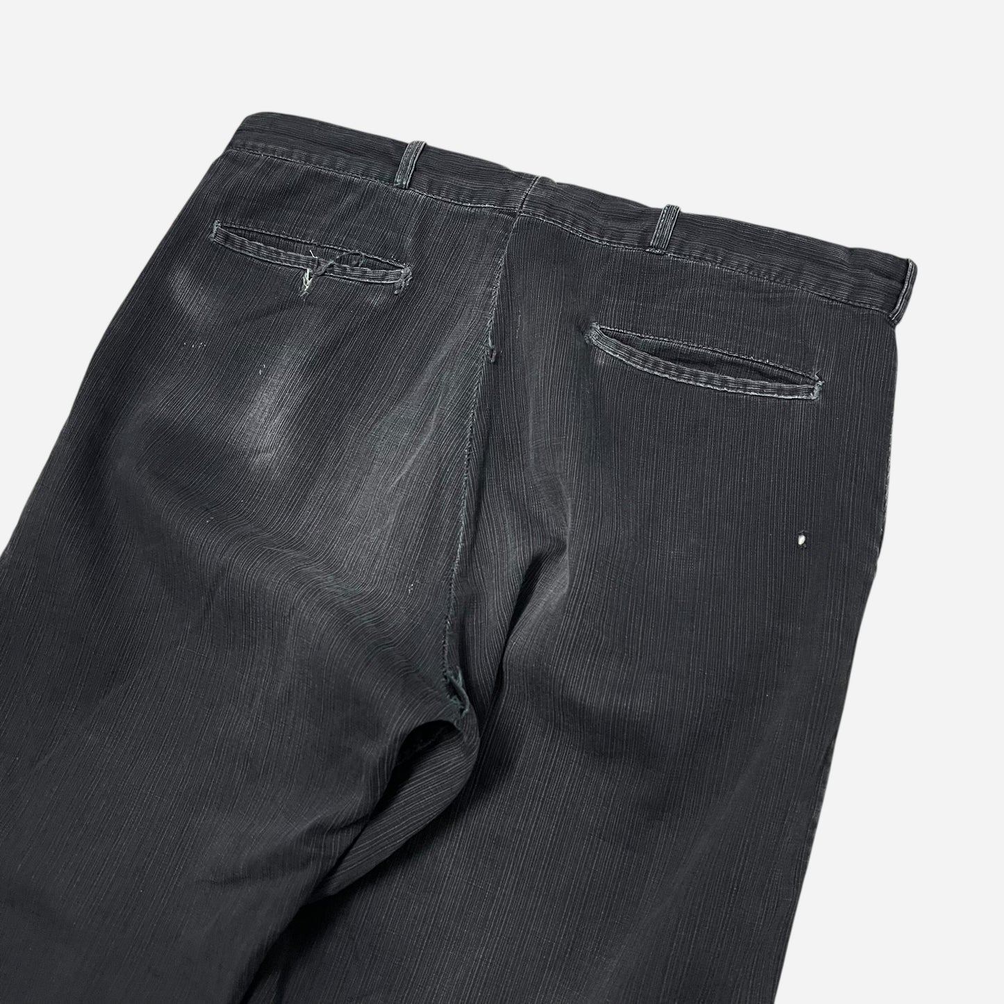 1960s Black faded pique cotton pants (33w)