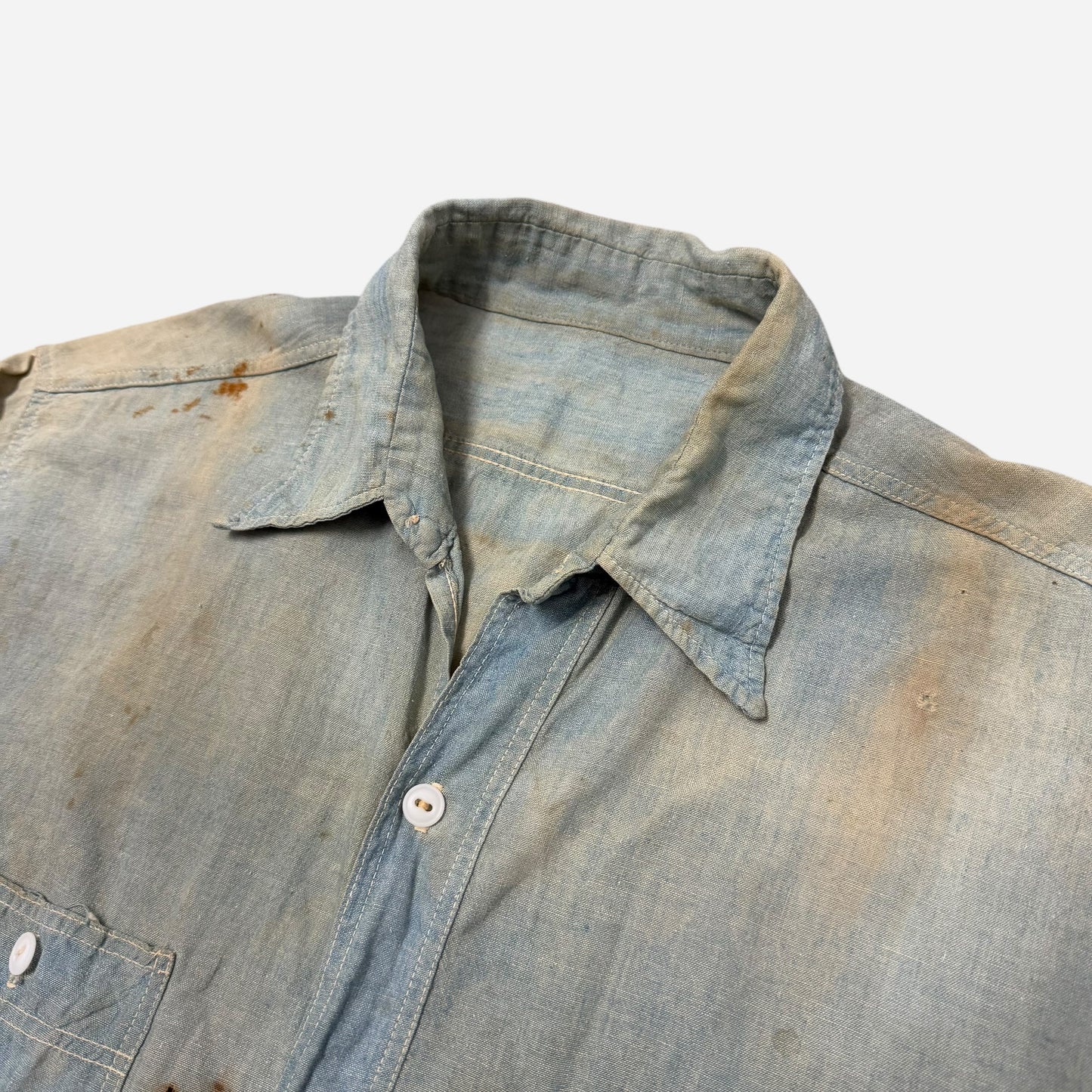 1940s Sun faded chambray shirt (L)
