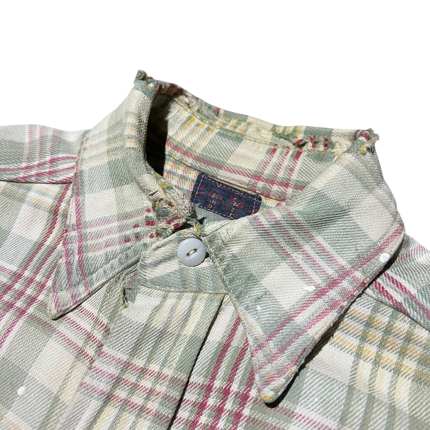 1940s Wards Sun Valley cotton plaid shirt flannel (L/XL)