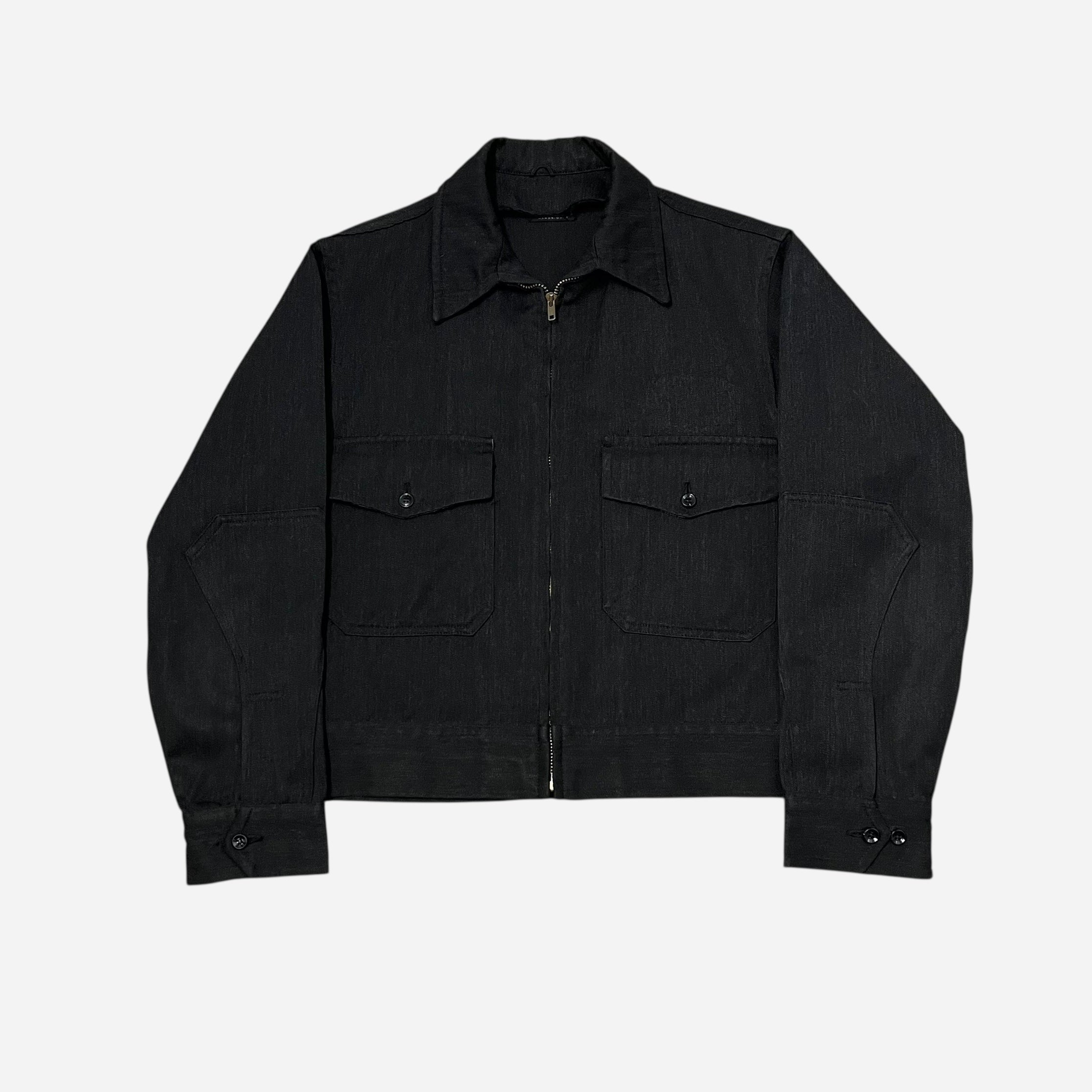 ジャケット・アウター 50s Black cotton blouson fade vintage 1950s French Vintage “Debure & Deverchere” Black Moleskin Work