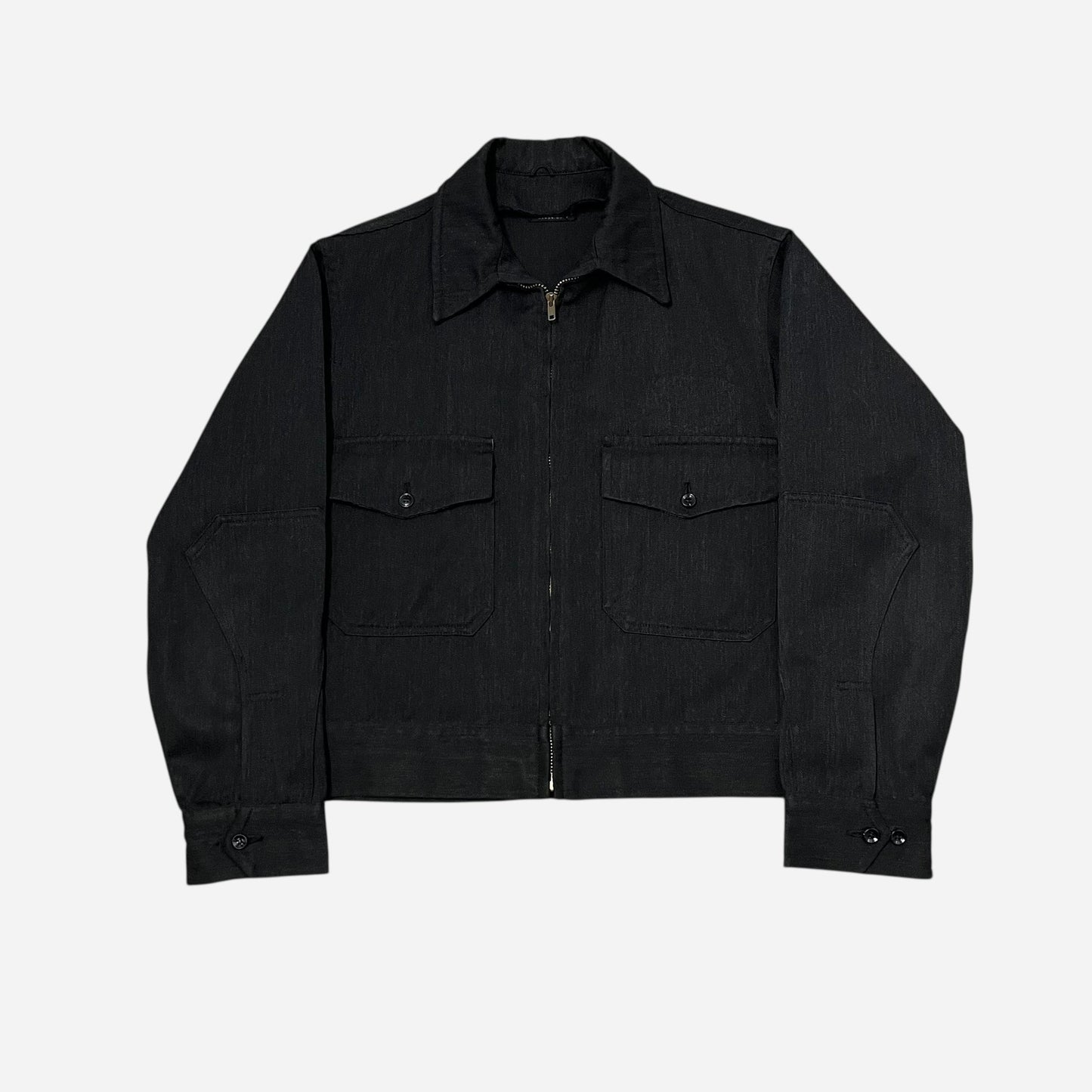 1960s Black cotton whipcord boxy work jacket (M)