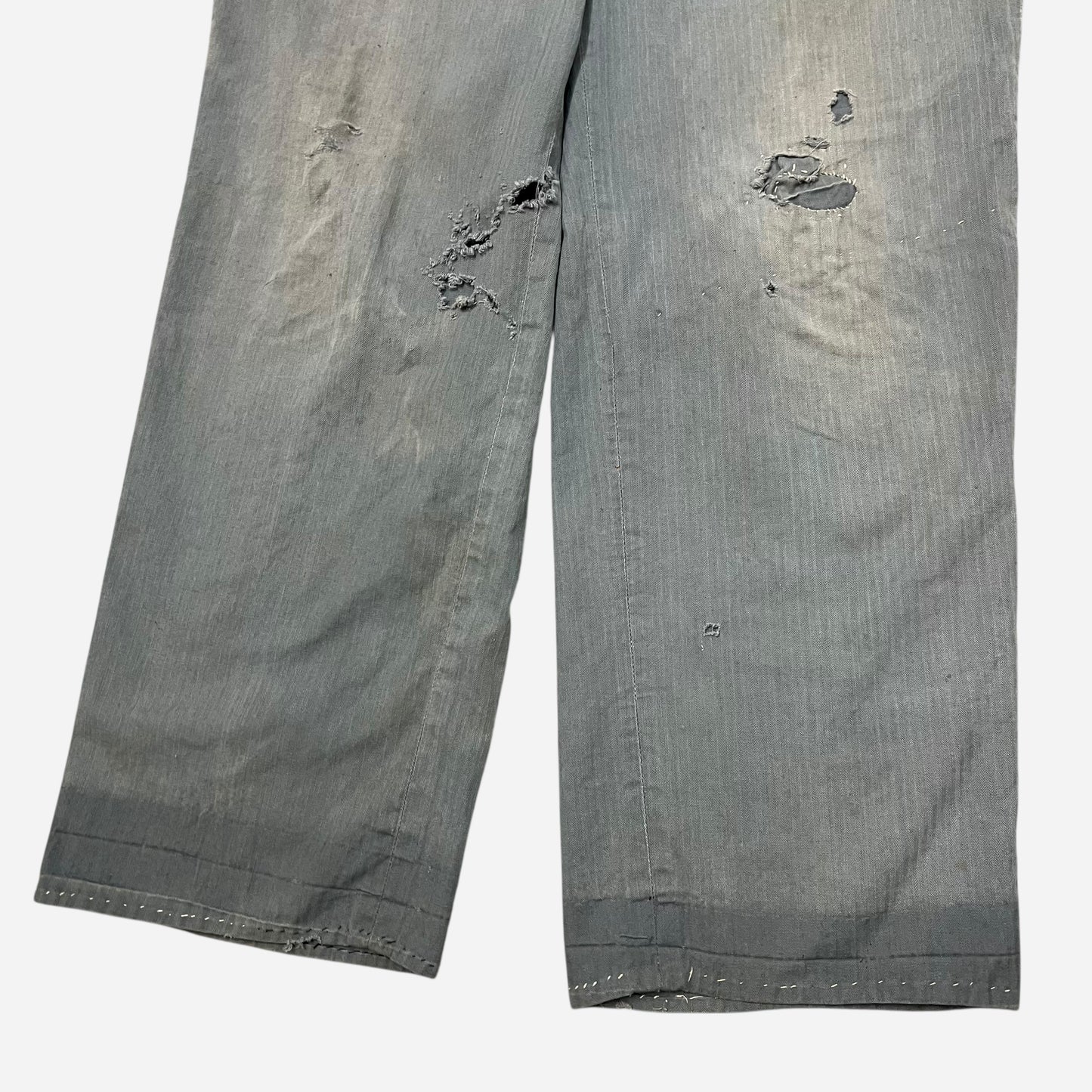 1940s Blue cotton hbt button fly work pants (32w)