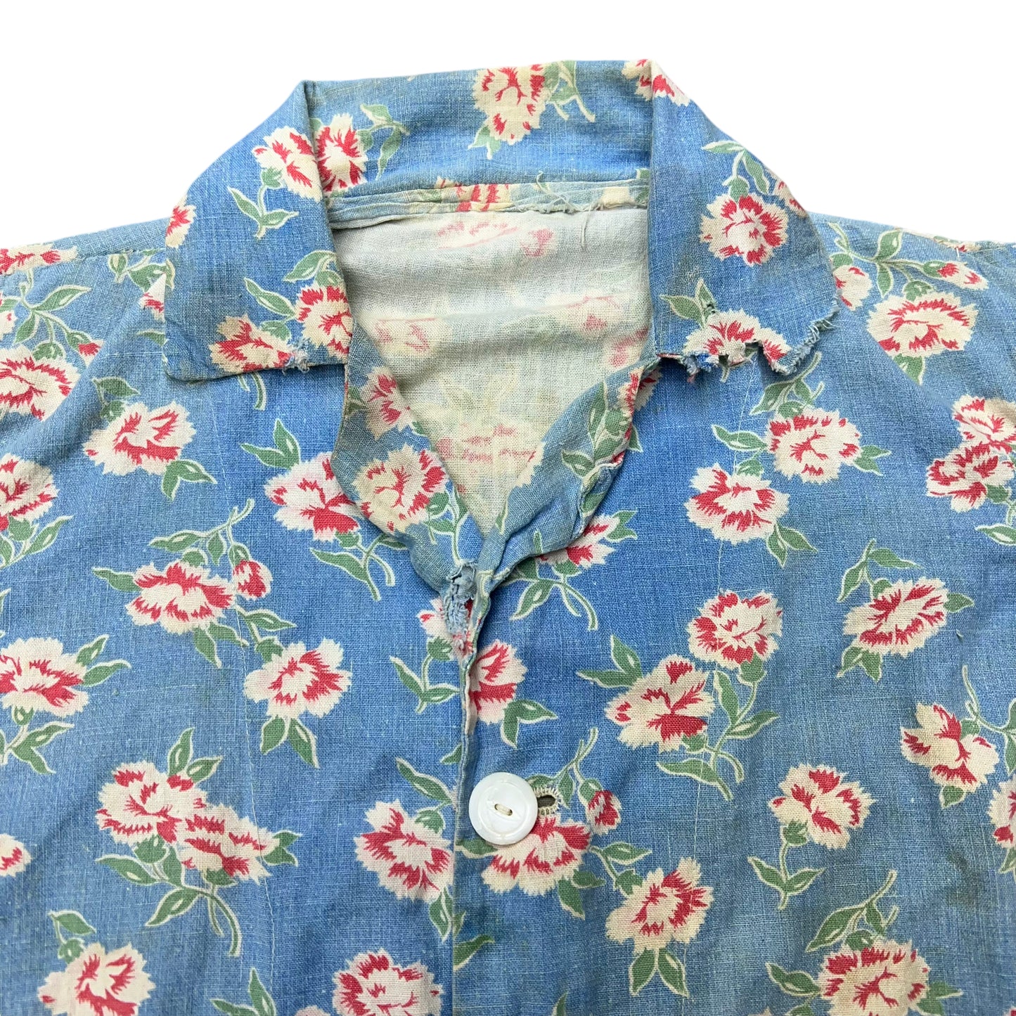 1930s Women’s floral cotton farm work shirt (M)