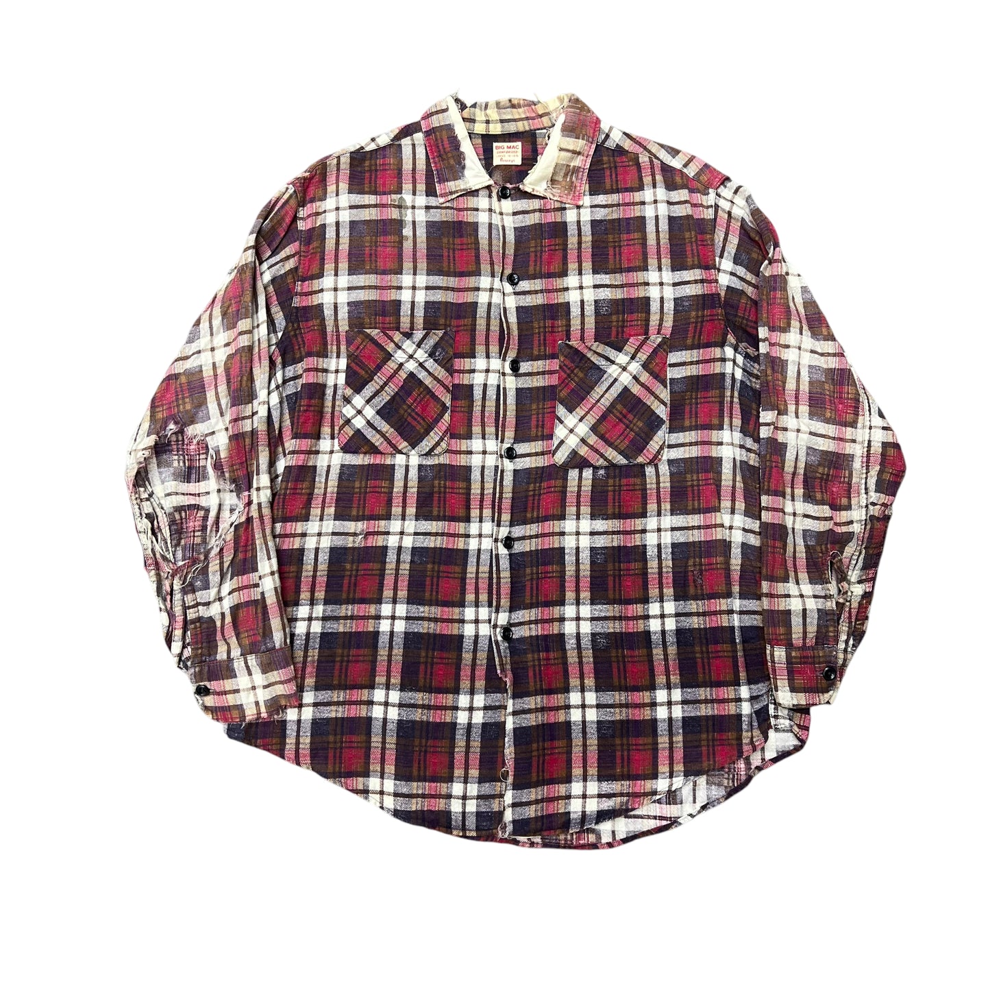 1950s Penney’s Big Mac burgundy plaid cotton shirt flannel (L)