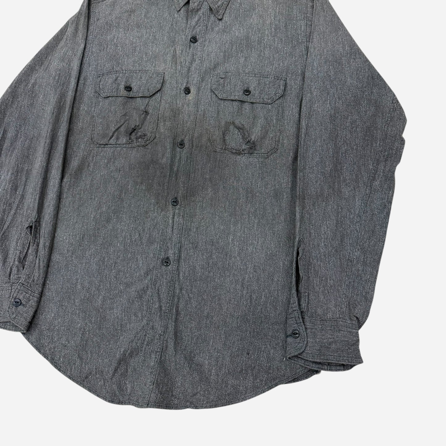 1960s Salt & pepper chambray work shirt (M)