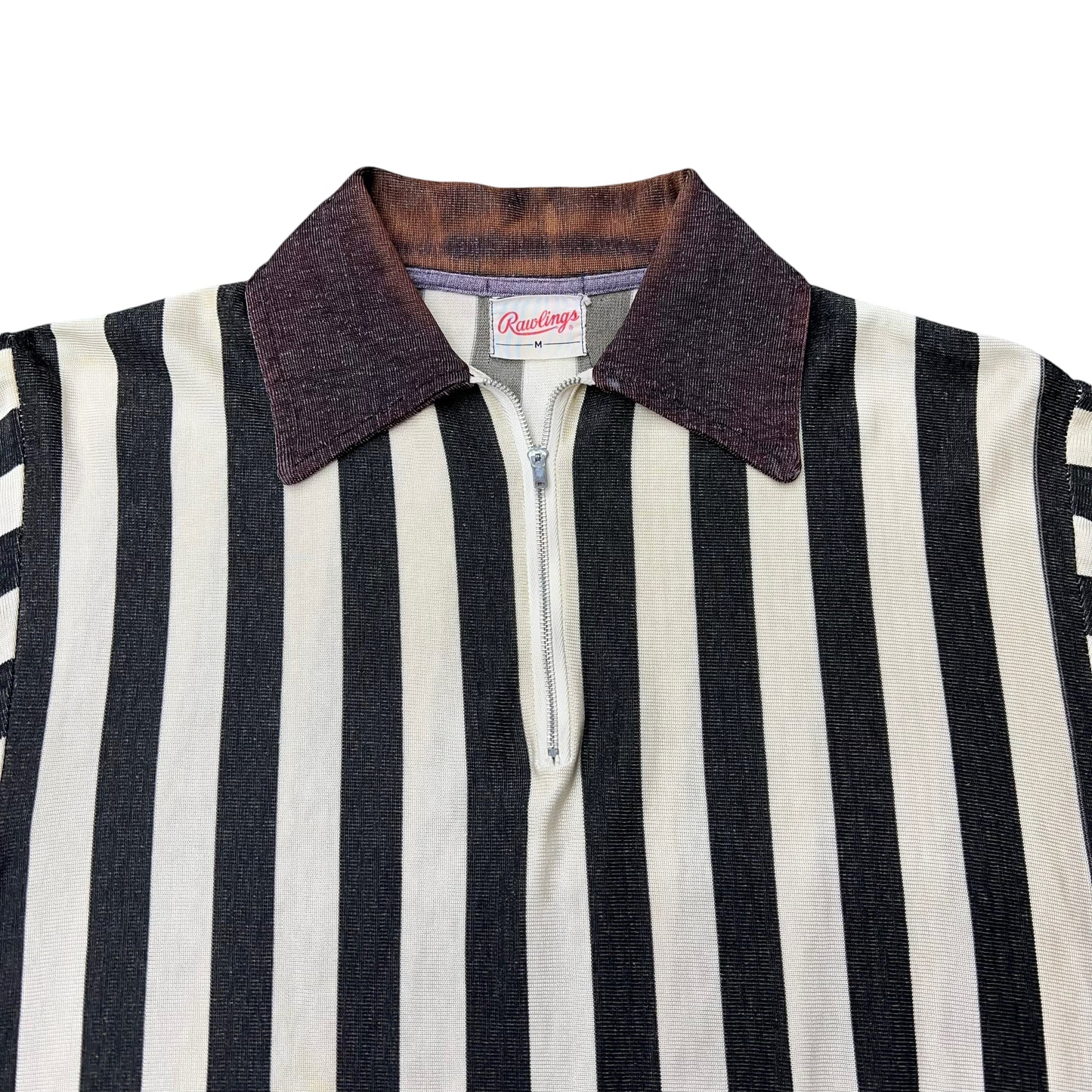 1960s Rayon striped referee jersey shirt (M)