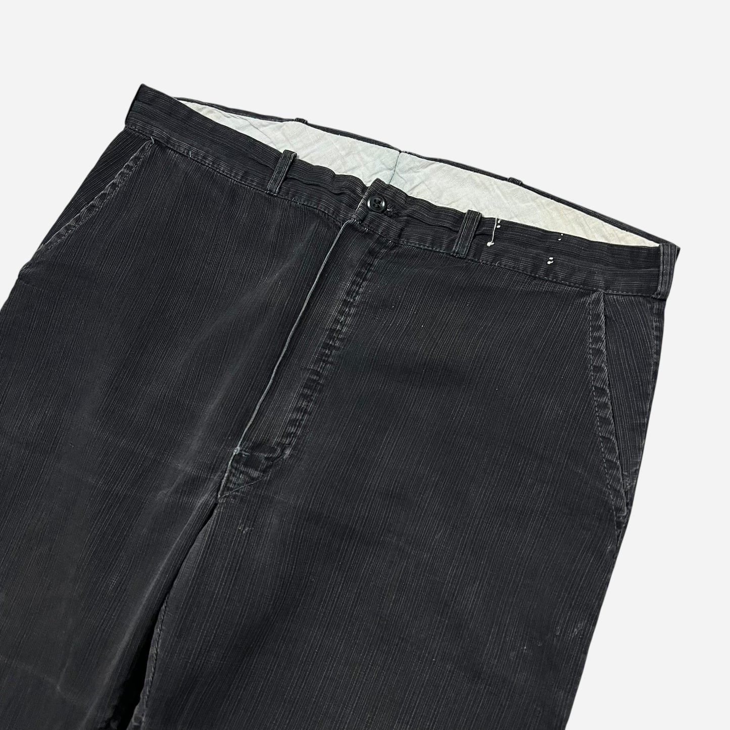 1960s Black faded pique cotton pants (33w)