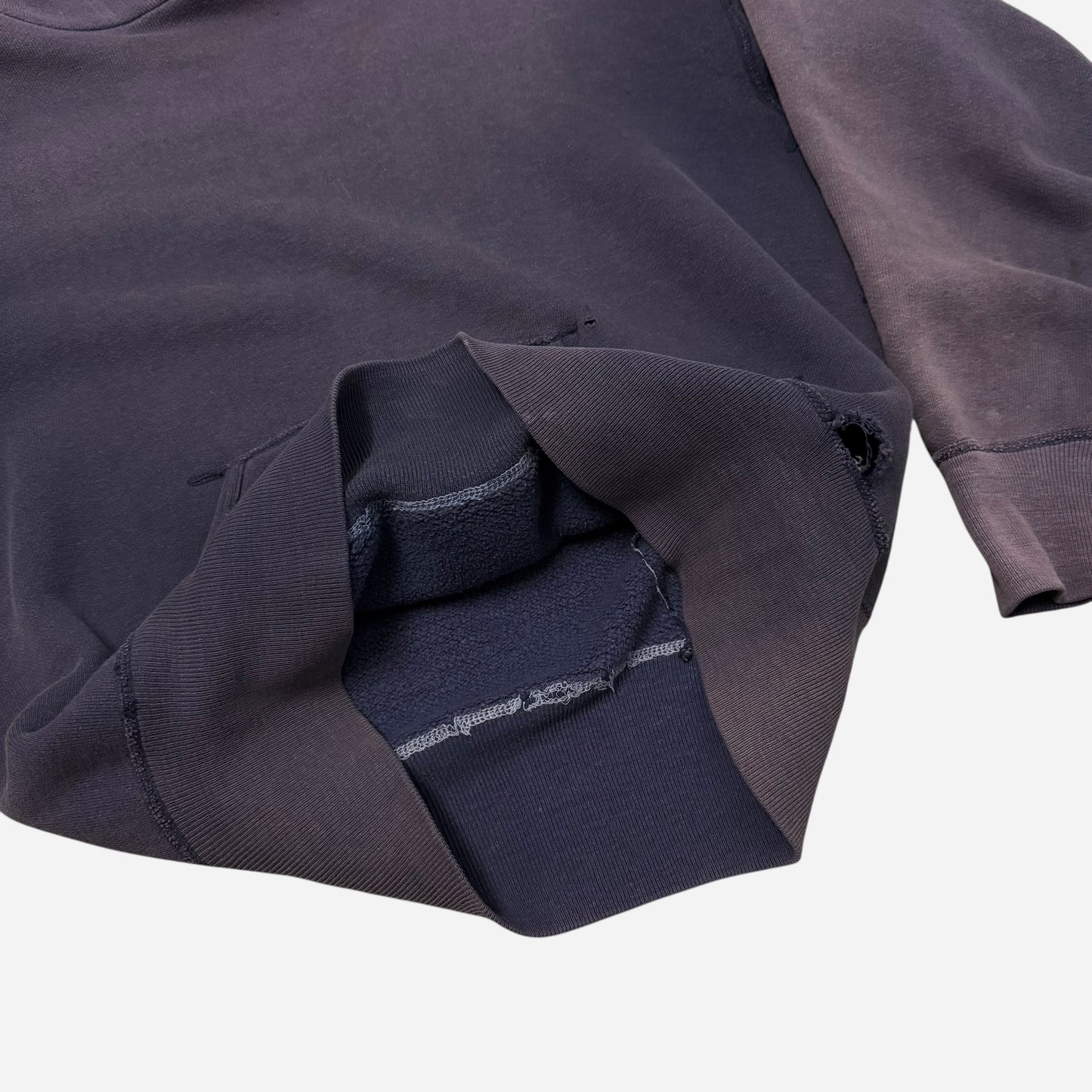 1950s Sun faded blue/purple thermal hoodie sweatshirt (M)