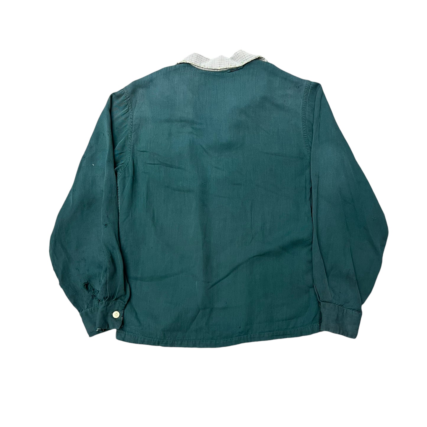 1950s McGregor distressed green rayon shirt (S)