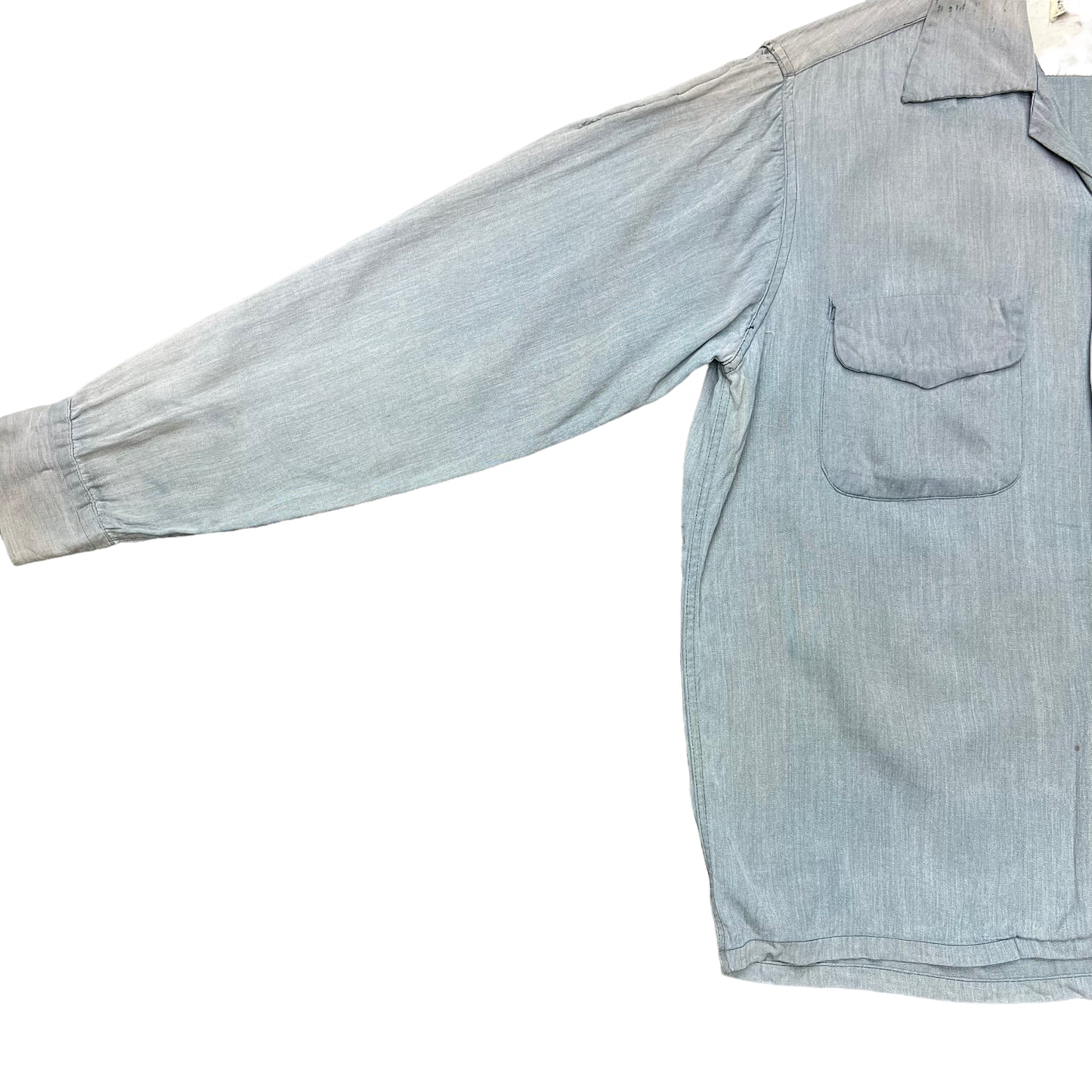 1940s Distressed faded rayon loop collar shirt (S/M)