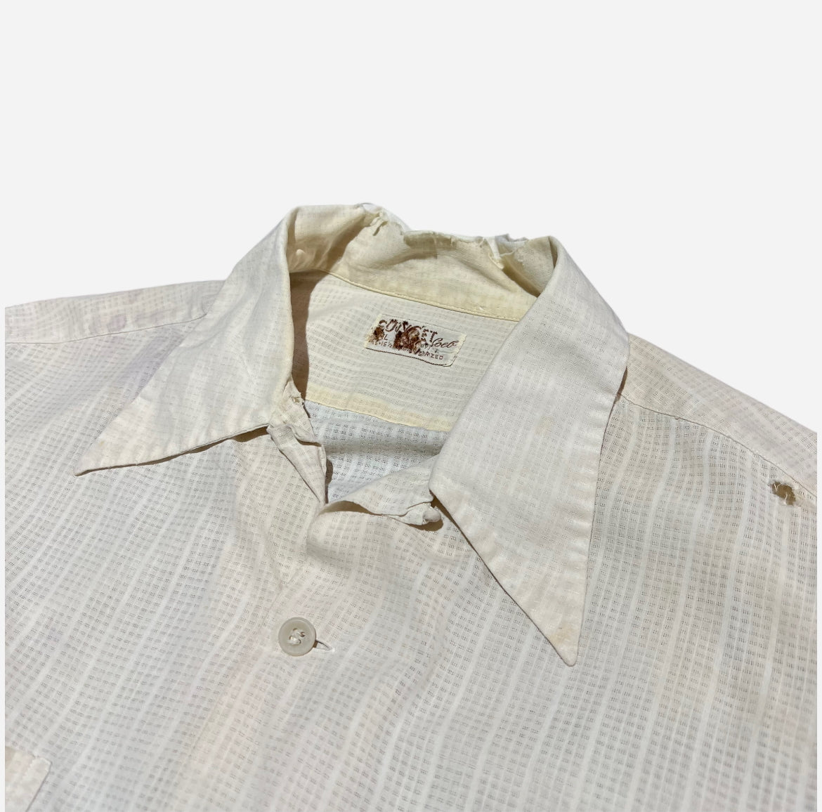 1950s White cotton loop collar shirt (M/L)