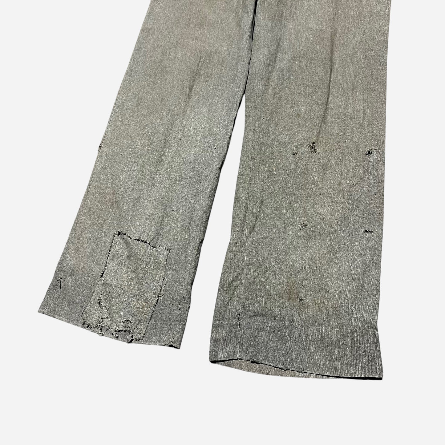 1930s 1940s Green salt and pepper light cotton work pants (32w)