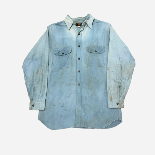 1930s Anvil sun faded cotton moleskin work shirt (M)