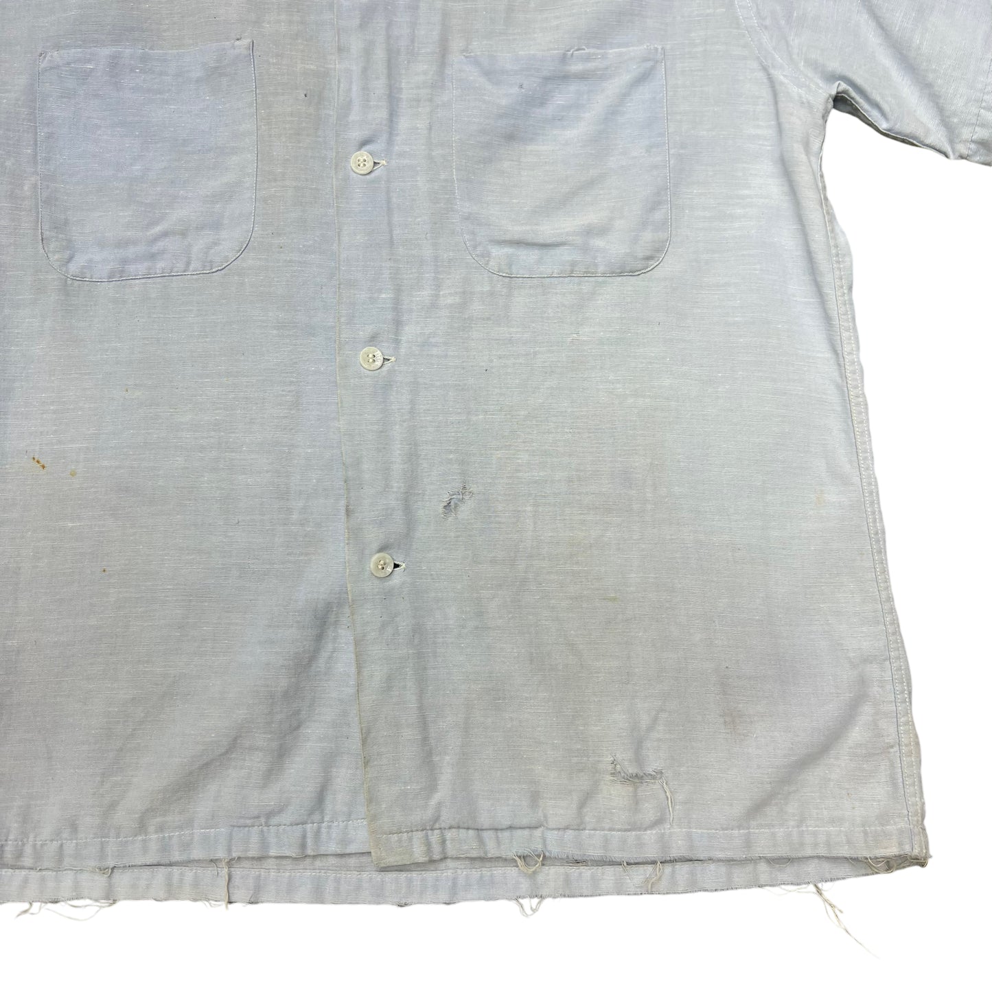 1950s Penney’s Towncraft distressed blue cotton loop collar shirt (M)