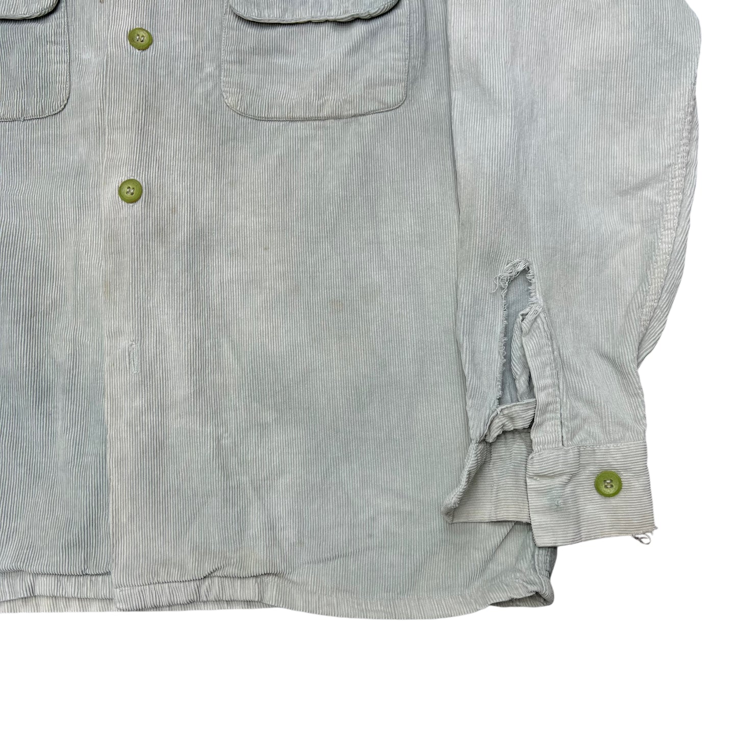 1950s Faded blue corduroy flap pocket collar shirt (S)