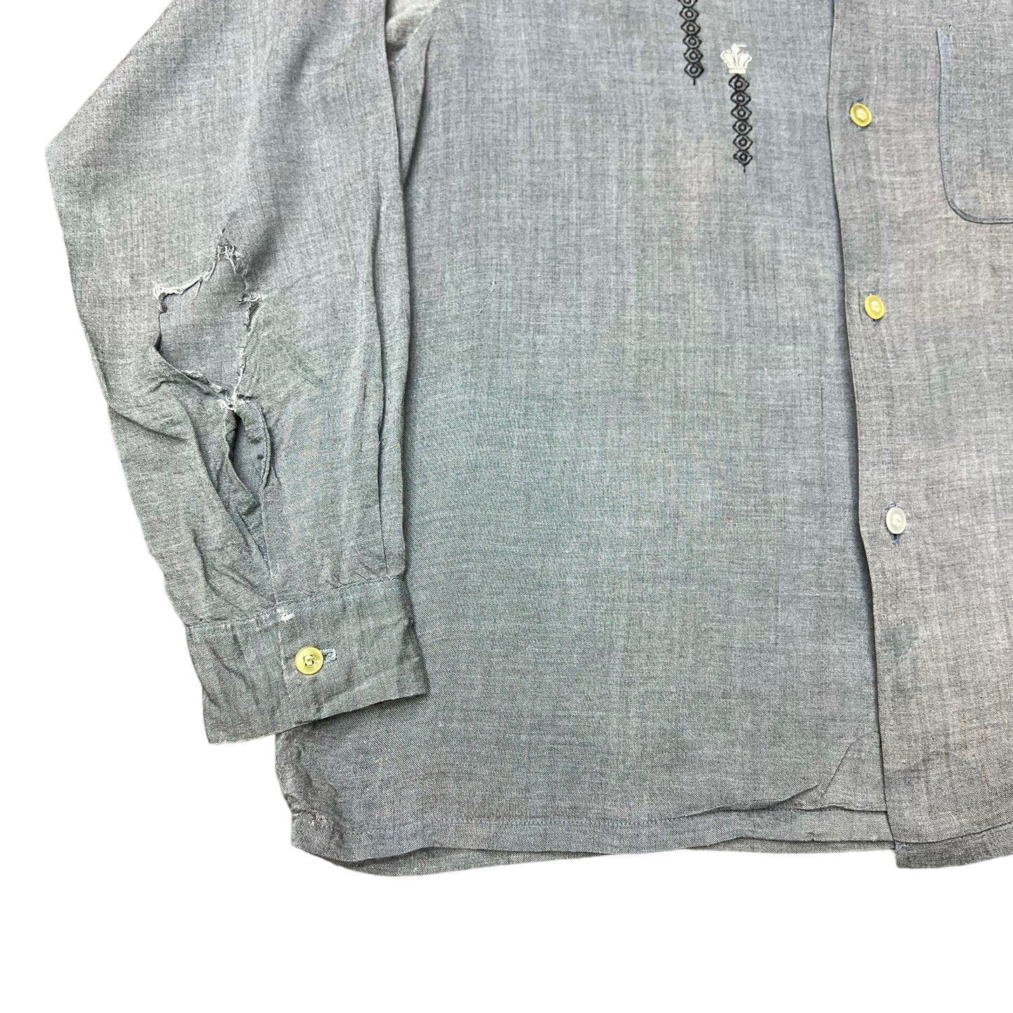 1950s Blocks rayon loop collar shirt (M)