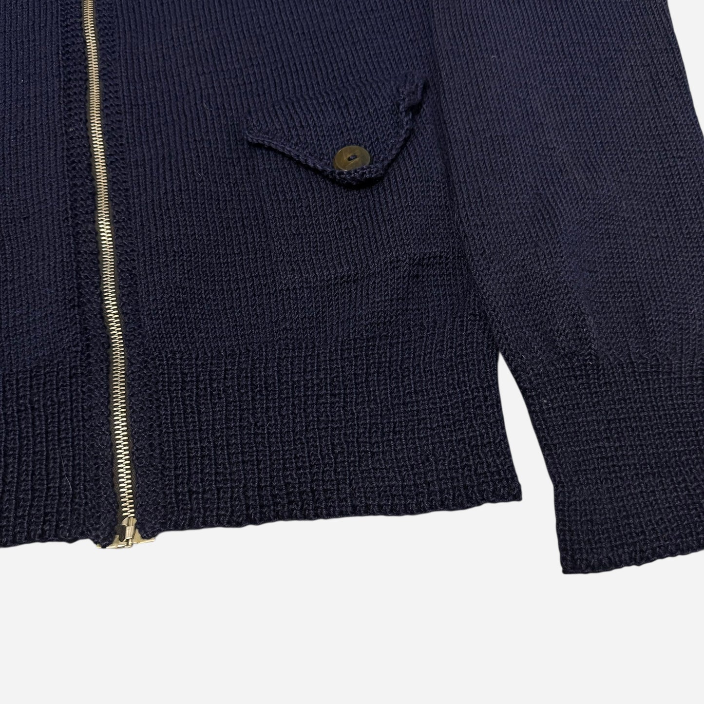 1930s Dark navy wool talon zip up knit cardigan (L)