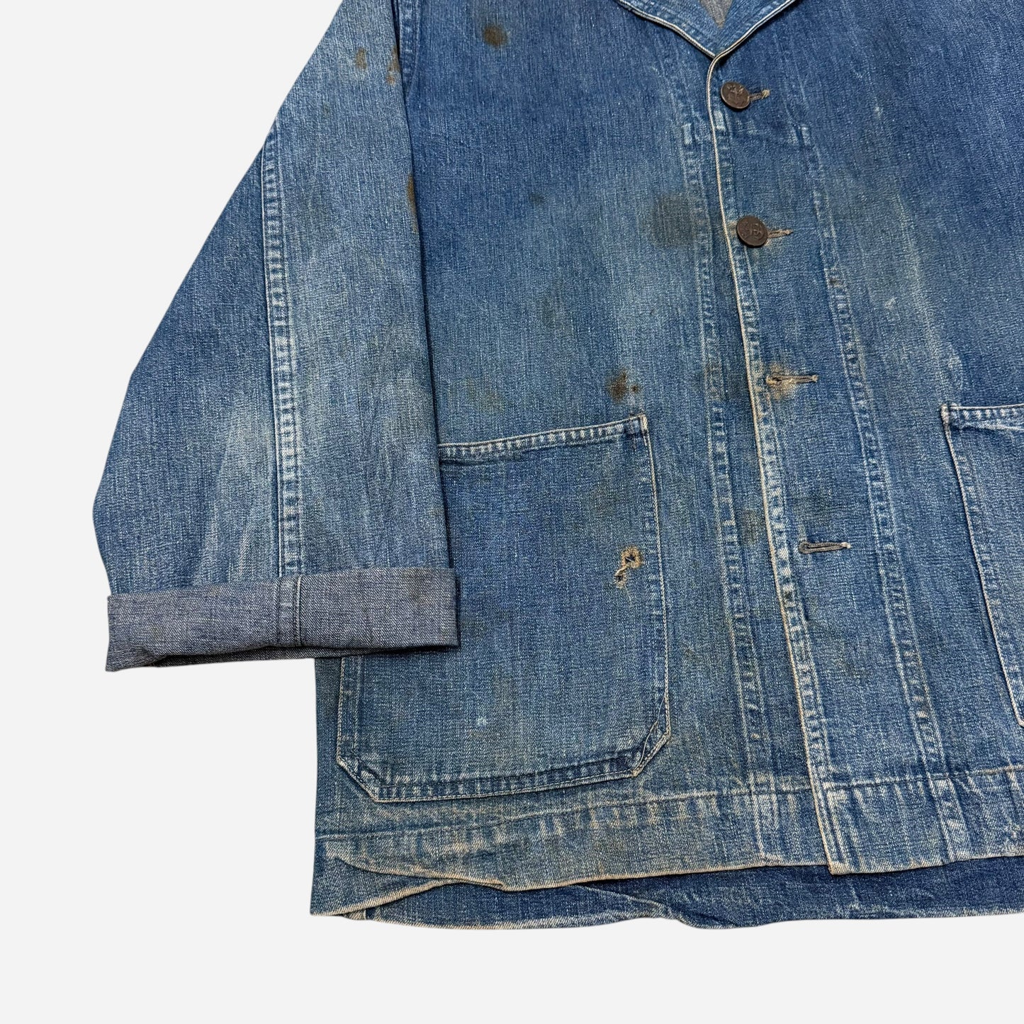 1940s WWII USN denim shawl collar jacket (L)