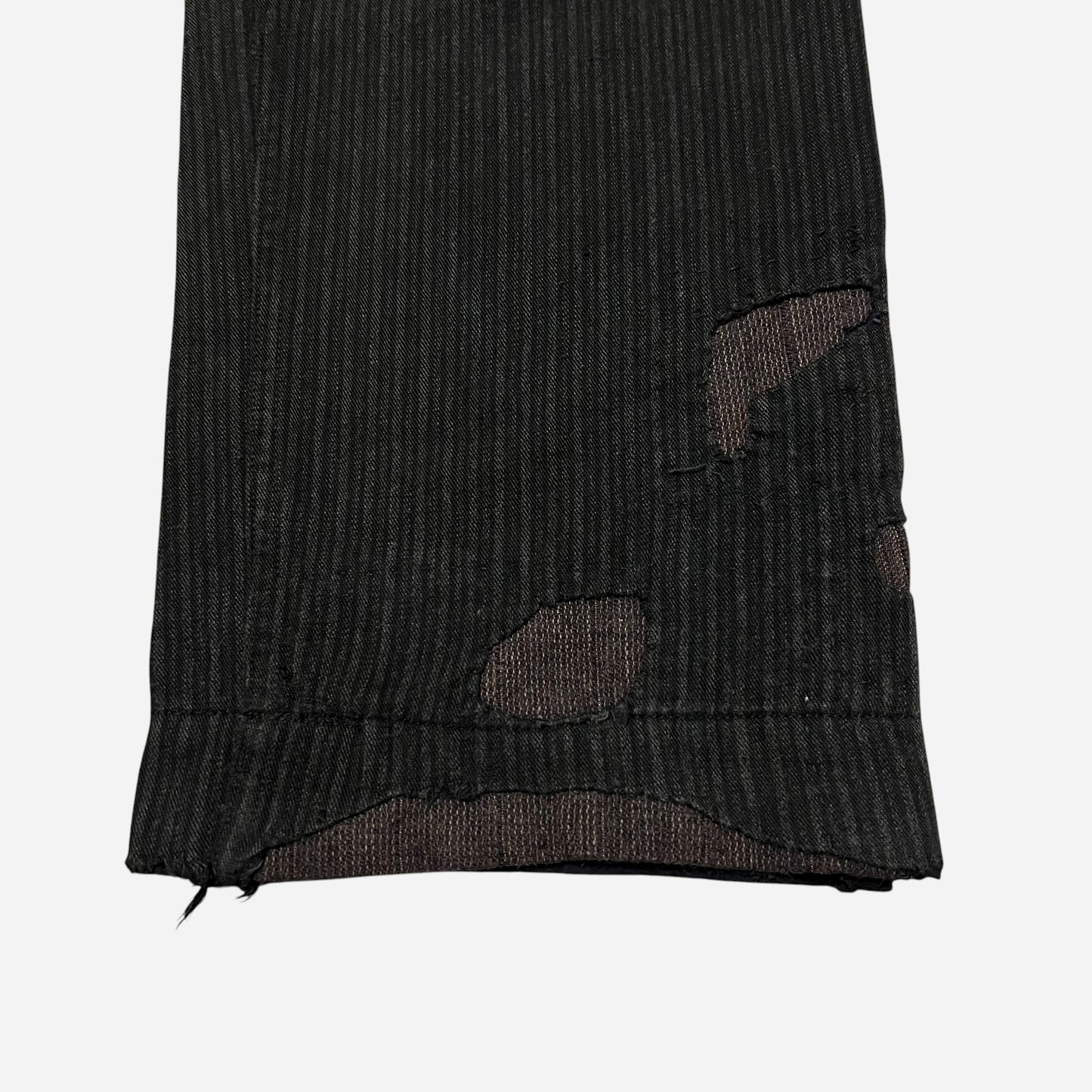 1930s Sweet Orr cotton striped salt & pepper heavily repaired pants (30w)