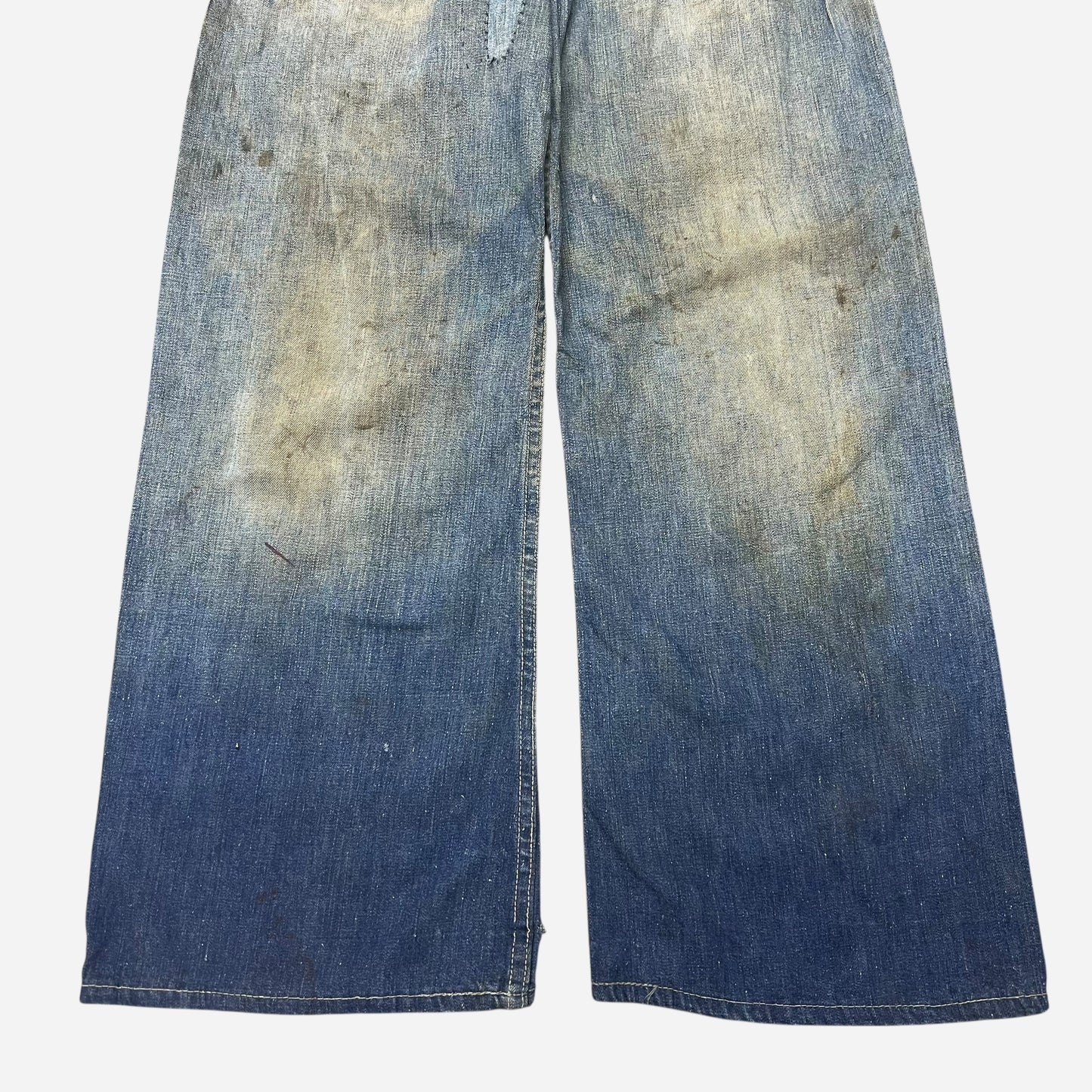 1930s 1940s Wide leg button fly denim flared jeans (25w)