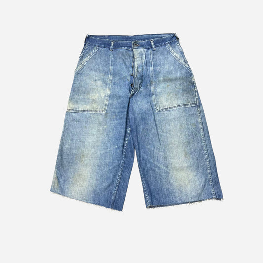 1940s WWII USN cut off fatigue pocket denim shorts (31w)
