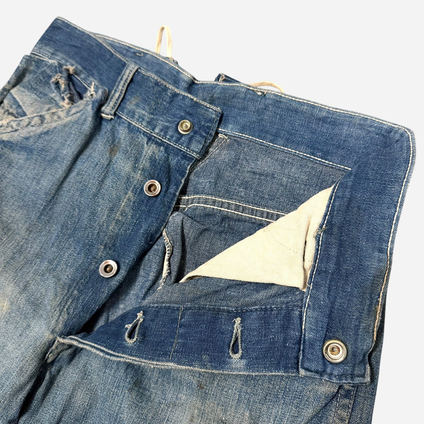 1940s Anvil lace back donut button fly boot cut jeans (28w)
