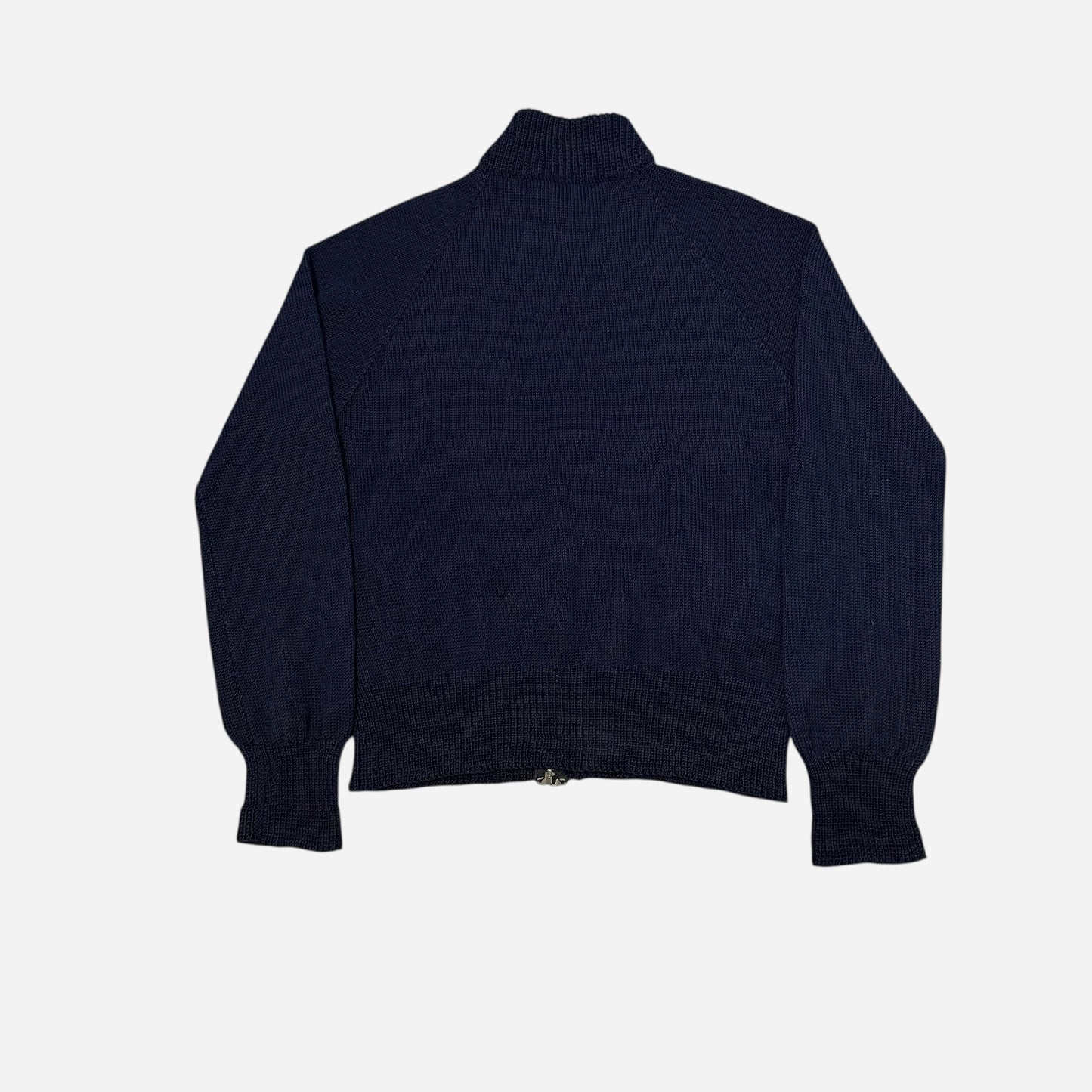 1930s Dark navy wool talon zip up knit cardigan (L)