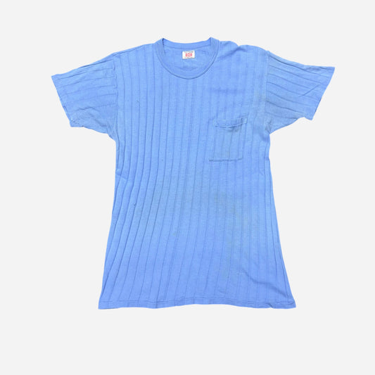 1960s Hanes blue ribbed pocket t shirt (S/M)
