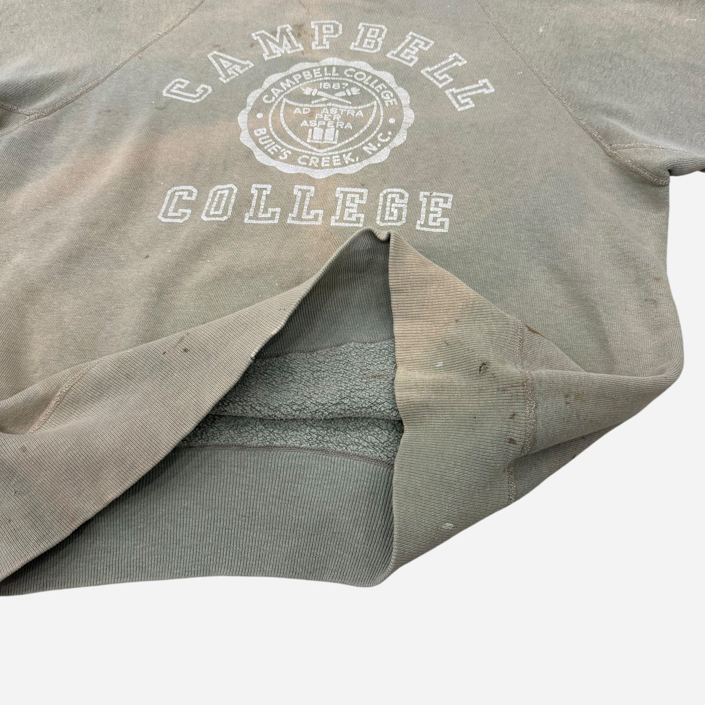 1960s Sun faded green collegiate cut off sweatshirt (M)