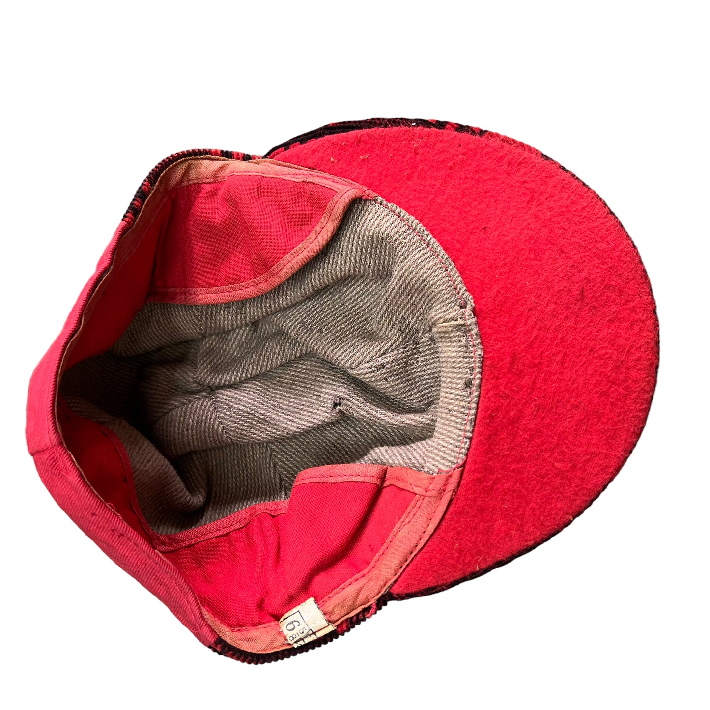 1930s 1940s NOS red plaid corduroy hat (6 5/8)