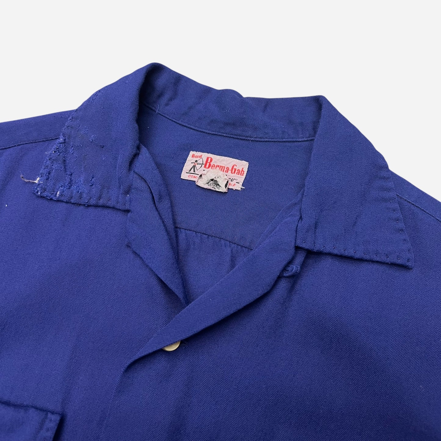 1950s Blue rayon loop collar shirt (M)
