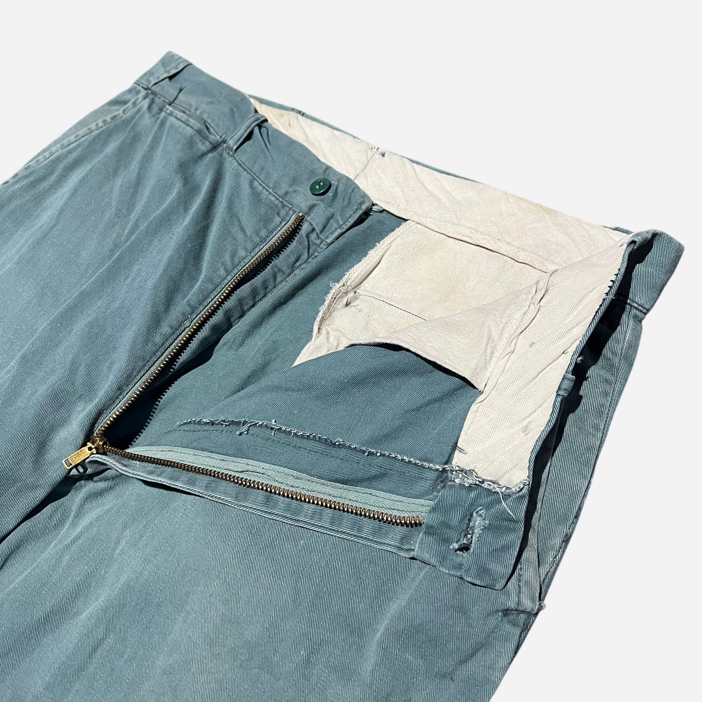 1960s Green sail cloth chino work pants (32w)