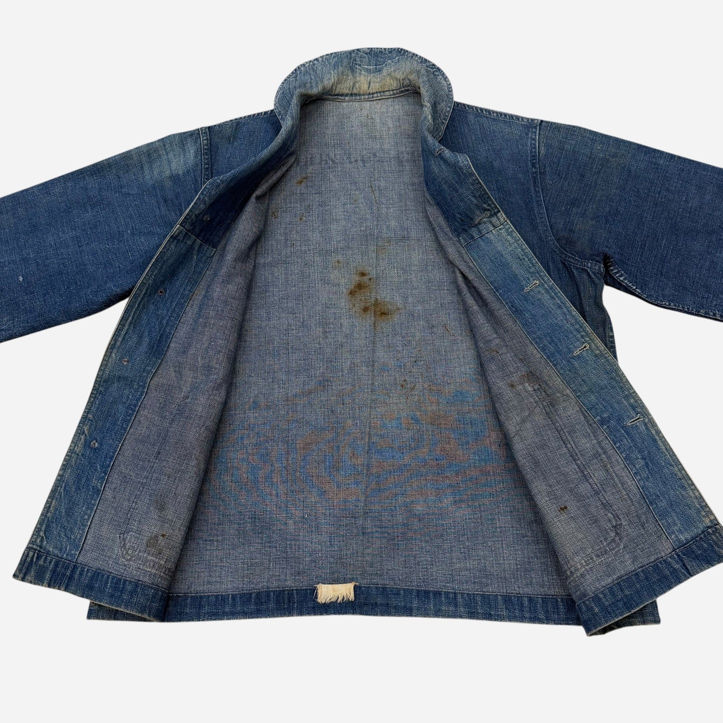 1940s WWII USN denim shawl collar jacket repaired (XL)