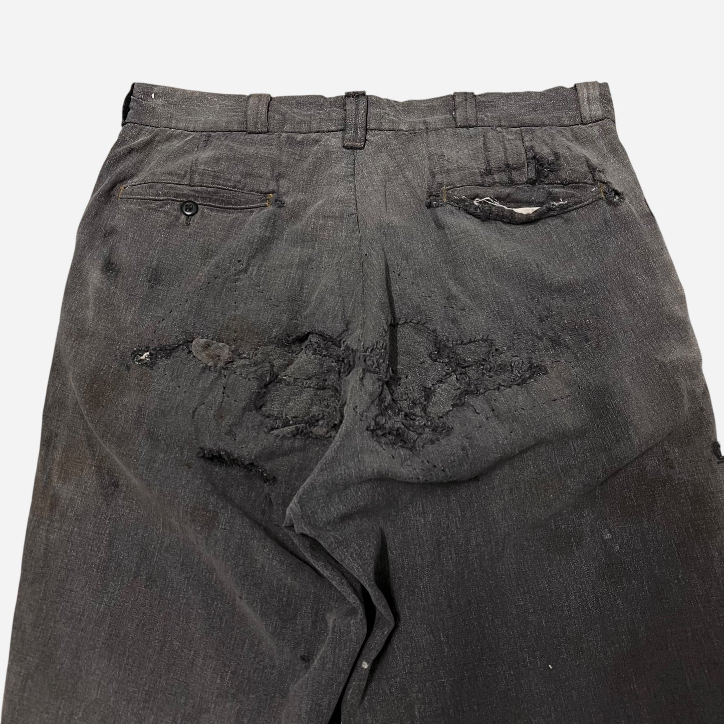 1950s Big Mac heavily repaired salt & pepper work pants (34w)